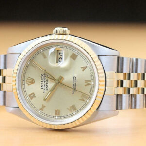 Rolex Genuine Rolex Mens Datejust 16233 Champagne Roman Dial Two Tone Quickset Watch