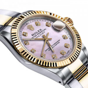 Rolex Ladies Rolex 26mm Datejust Two Tone Pink MOP Mother Of Pearl Dial with Diamond Accent+ Classic