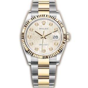 Rolex Datejust 36mm Steel & Yellow Gold Fluted Bezel Silver Jubilee Diamond Dial Oyster Bracelet