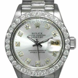 Rolex Datejust President 18k White Gold Diamond Dial/Bezel Ladies Watch 6913