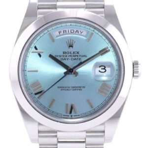 Rolex MINT 2021 Rolex Platinum President Glacier Blue Roman 40mm Day Date 228206 Watch