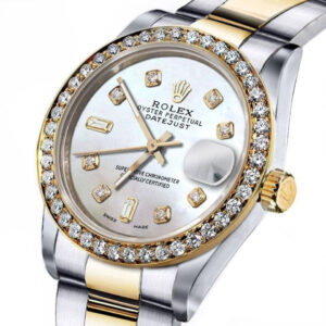 Rolex Ladies Rolex 26mm Datejust Two Tone White MOP Mother Of Pearl with 8 + 2 Diamond Accent+ Bezel