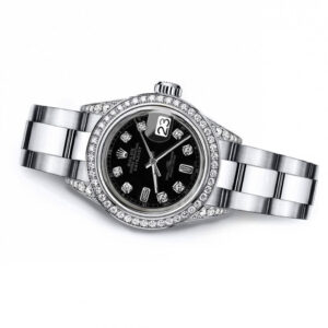 Rolex Black Track Baguette 31mm Datejust Stainless Steel Pave set Diamonds Bezel & Lugs