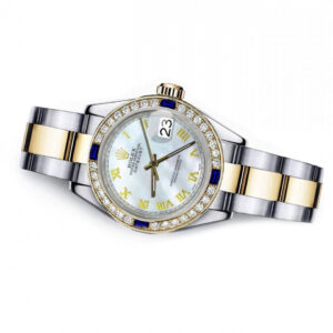 Rolex Pearl Roman 36mm Datejust Two Tone Diamonds + Sapphire Bezel