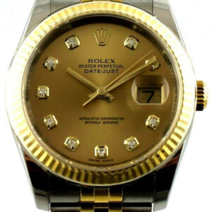 Rolex DATEJUST 116233 18k GOLD AND STEEL CHAMPAGNE FACTORY DIAMOND WATCH PAPERS