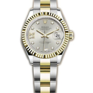 Rolex Datejust 28mm Steel & Yellow Gold Silver Diamond IX & Dial Oyster Bracelet