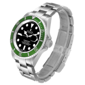 Rolex Submariner 50th Anniversary Green Bezel Flat 4 Steel Mens Watch 16610LV