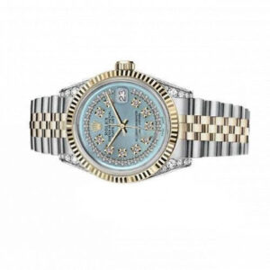 Rolex Men’s Rolex 36mm Datejust Two Tone Vintage Fluted Bezel With Lugs Ice Blue String Dial