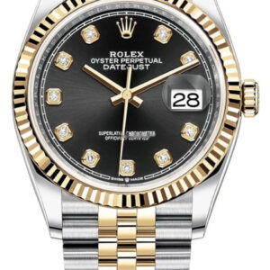 Rolex Datejust 36mm Stainless Steel and Yellow Gold 126233 Black Diamond Jubilee