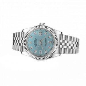 Rolex Ladies Rolex 26mm Datejust Stainless Steel Ice Blue Color Dial with 8 + 2 Diamond RT Deployment buckle