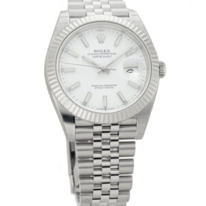 Rolex Datejust Steel 41mm 18k White Gold Bezel White Index Dial Jubilee Bracelet