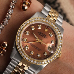 Rolex Women’s Rolex 31mm Datejust Vintage Diamond Bezel Two Tone Salmon Color Dial with Diamond Accent RT