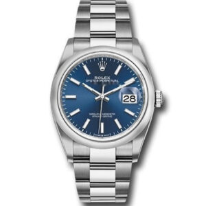 Rolex Steel Datejust 36 Watch – Domed Bezel – Blue Index Dial – Oyster Bracelet 126200