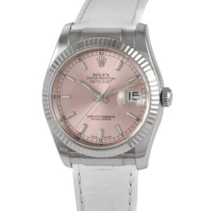 Rolex Datejust 36 Pink Dial Leather Watch 116139