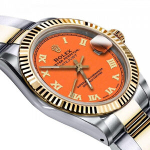 Rolex Men’s Rolex 36mm Datejust Two Tone Orange Color Roman Numeral Dial+ Classic