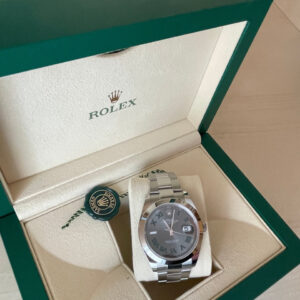 Rolex Datejust 41 Grey Green Roman Dial Wimbledon Oyster