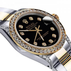 Rolex Men’s Rolex 36mm Datejust 2 Two Tone Black Color Dial with Diamonds Bezel+ lugs