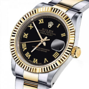 Rolex Ladies Rolex 26mm Datejust Two Tone Black Color Roman Numeral Dial Diamond+ Classic