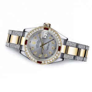 Rolex Grey Track 36mm Datejust Two Tone Side Diamonds + Rubies