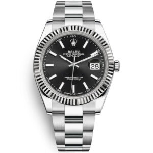 Rolex Datejust 41mm Oyster 126334 Stainless Steel & White Gold Watch Black Dial