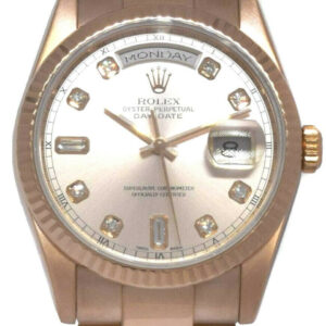 Rolex Day-Date 18k Rose Gold Pink Diamond Dial Mens 36mm Watch 118235