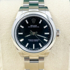 Rolex 276200 Ladies Oyster Perpetual Black Dial Stainless 28mm Box Paper 2021