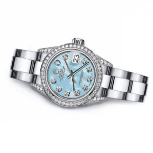 Rolex Baby Blue Pearl 26mm Datejust Stainless Steel Custom Diamond Lugs & Bezel