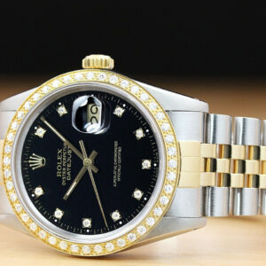 Rolex Genuine Rolex Mens Datejust Factory Diamond Dial Two-tone Quickset Watch