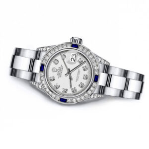 Rolex Ivory Track 26mm Datejust Stainless Steel + Diamond Shoulders + Sapphire Bezel