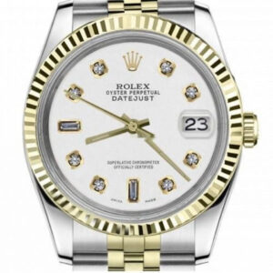 Rolex Women’s Vintage Rolex 31mm Datejust Two Tone White Color Dial with 8 + 2 Diamond Accen