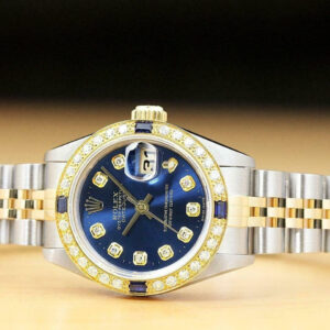 Rolex Ladies Datejust 18k Yellow Gold Sapphire Diamond & Steel Watch 79173