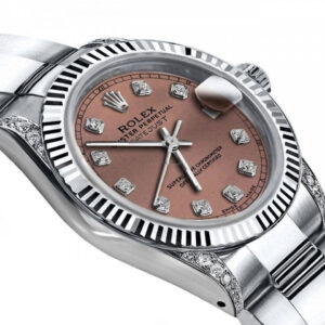 Rolex Salmon 31mm Datejust 18K White Gold & Stainless Steel w/ Diamond Shoulders