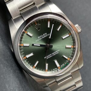 Rolex 2020 Oyster Perpetual 114200 OLIVE GREEN Discontinued Full Set