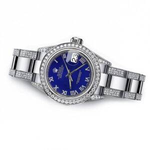 Rolex Men’s Rolex Blue Roman 36mm Datejust S/S Oyster Perpetual Diamond Side + Bezel & Lugs