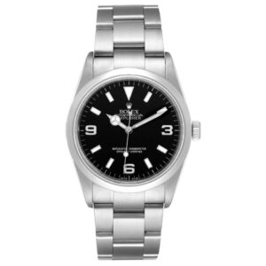 Rolex Explorer I Black Dial Stainless Steel Mens Watch 114270 Box Papers