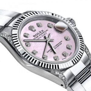 Rolex Pink Pearl 36mm Datejust 18K /SS Diamond Lugs Pave Custom Watch