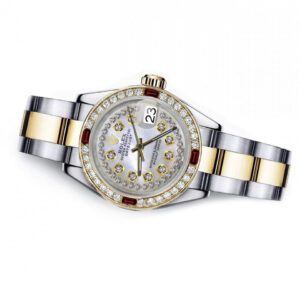 Rolex Pearl String 31mm Datejust Two Tone Diamonds + Ruby Bezel