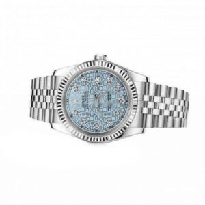 Rolex 36mm Datejust Rolex Logo Dial Ice Blue with Round Diamonds Jubilee Deployment Buckle