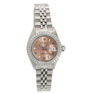 Rolex Lady Datejust Stainless Steel Factory Rolex Salmon Arabic-Index Diamond Bezel Jubilee 26mm