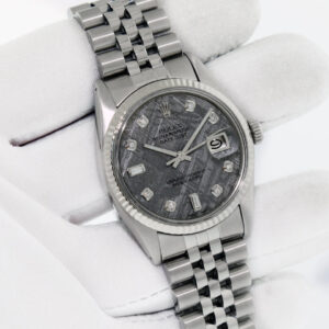 Rolex Mens DateJust 36 Meteorite Diamond Dial Steel & 18k White Gold Fluted Bezel Watch