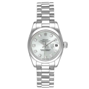 Rolex President Ladies Platinum Silver Diamond Dial Ladies Watch 179166