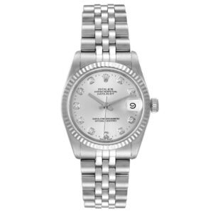 Rolex Datejust Midsize 31 Steel White Gold Diamond Dial Ladies Watch 68274