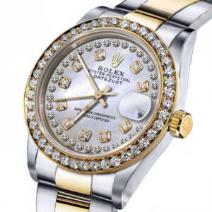 Rolex Ladies Rolex 31mm Datejust Two Tone White MOP String Diamond Dial+ Bezel