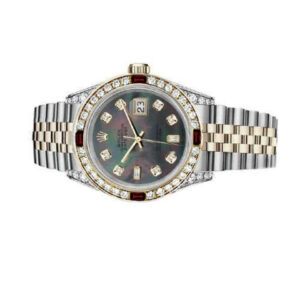 Rolex Women’s Rolex 31mm Datejust Two Tone Jubilee Black MOP Mother Of Pearl 8 + 2 Diamond Accen Bezel + Lugs + Rubies