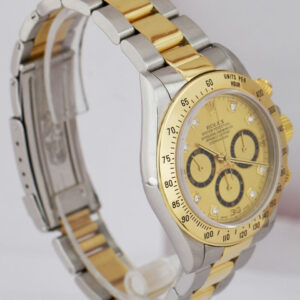 Rolex 1994 Rolex Daytona Cosmograph Two-Tone Champagne Serti Diamond 40mm 16523 B+P