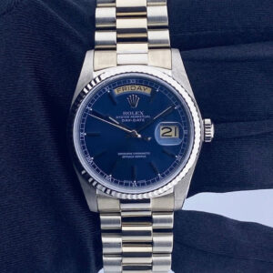 Rolex Day-Date 18039 Blue Dial 18K White Gold Mens Watch