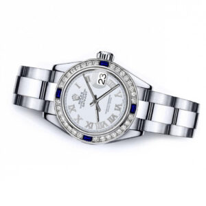 Rolex Ivory Roman 26mm Datejust SS Diamond & Sapphire Bezel