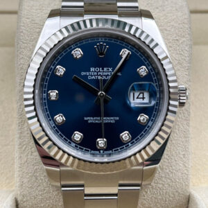 Rolex Datejust 41mm Fluted Blue Diamond Dial Oyster 126334 Unworn 2021