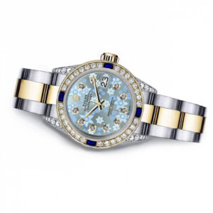 Rolex Blue Flower 31mm Datejust Tow Tone Diamond lugs + Sapphire