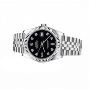 Rolex Women’s Rolex 31mm Datejust Stainless Steel Black Color Dial with 8 + 2 Diamond Accent Deployment buckle